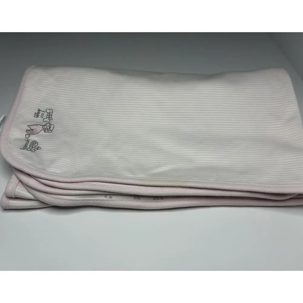 Vintage 2003 Gymboree Posh Poodle Baby Blanket Pink White Striped - STAINS READ